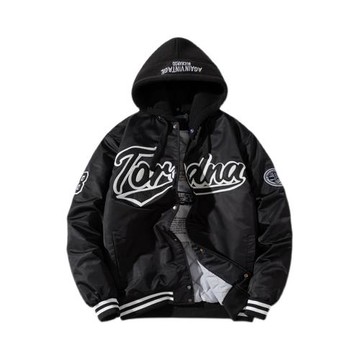 秋冬潮流飛行員夾克男女情侶潮牌寬松嘻哈棒球服刺繡加厚棉衣外套