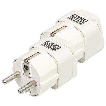 配件王 PJW 萬國轉換插座 MA-302T AC250V/10A 適用於德國、法國、印尼、韓國、越南  2個  白色  6.5cm