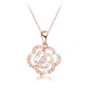 現貨+預購 玫瑰金項鍊鑲鑽吊墜-花朵造型精緻吸睛女飾品七夕情人節生日聖誕節交換禮物73bh33【獨家進口】【米蘭精品】