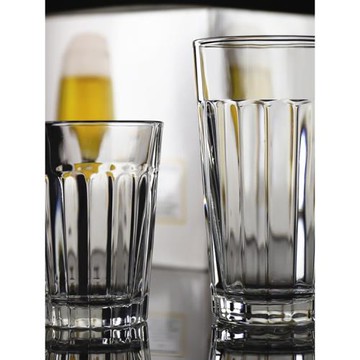 利比歐式耐熱玻璃水杯喝茶杯創意條紋西餐廳果汁杯加厚KTV啤酒杯