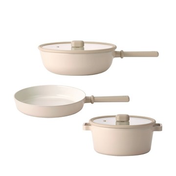 經典ChouChou咻咻系列鑄造鍋具3件組(全覆底/不挑爐具，瓦斯爐電磁爐可用)