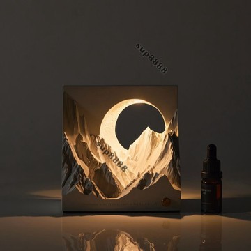 桃園出貨創意日照金山客廳臥室床頭櫃桌麵裝飾插電款小夜燈擴香石香薰擺件