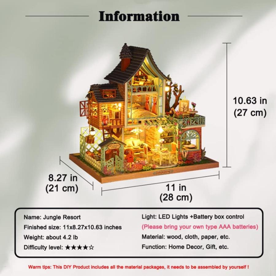Yuzhen DIY Miniature Dollhouse kit, Wooden Mini-House Model Includes Dustco