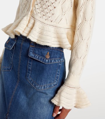 Chloé Ruffled cotton, wool, and silk cardigan