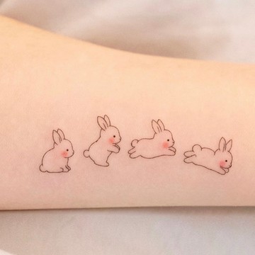 👑大邱紋身👑微刺青 可愛小兔【T08Z】小白兔 防水紋身貼 紋身貼紙小清新 假刺青輕紋身 防水紋身 刺青貼紙HC3041