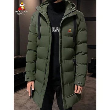 保羅新款男士中長款羽絨服冬季新款潮流加厚棉衣棉襖冬裝連帽外套