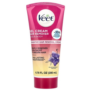 Veet, 敏感凝膠去除毛髮霜，蘆薈和紫羅蘭鮮花，6.78 液量盎司（200 毫升）