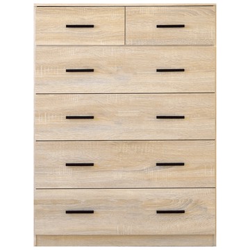 《HOPMA》工業風全鋼珠滑軌六抽斗櫃 台灣製造 床頭櫃 抽屜櫃 衣物收納櫃 梳妝台邊櫃-淺橡(漂流)木