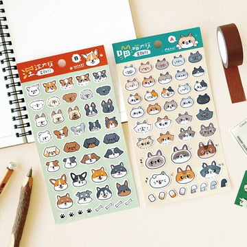 Ching Ching X 簡單生活系列 CST-398 喵喵/汪汪大頭裝飾貼紙