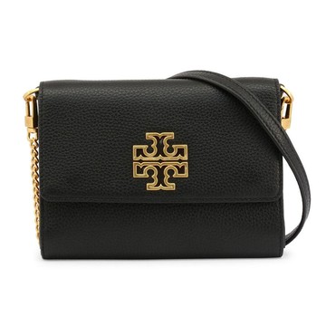 TORY BURCH - 雙T-LOGO翻蓋皮革斜背包 (黑)