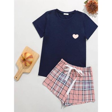 New Pajama Ladies Plaid Print Homewear Set印花家居服套裝