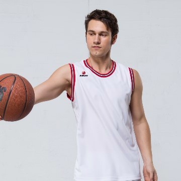 《Sasaki》長效性吸排圓領籃球背心(寬肩版)(白/紅)/884061
