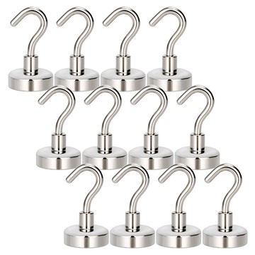 Lofor 樂活生活家 超強磁掛勾 釹鐵硼強力磁鐵 A3鋼 可拆卸螺紋掛勾 垂直承重3.5KG 12MM  12個  單一顏色