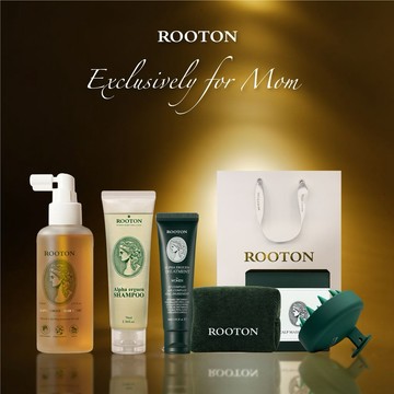 快速出貨【ROOTON】感謝媽媽🌷甦活植萃髮根噴霧150ml+甦活植萃洗髮精70ml+甦活植萃護髮素30ml+品牌化妝包掛件+頭皮按摩梳+燙金禮袋