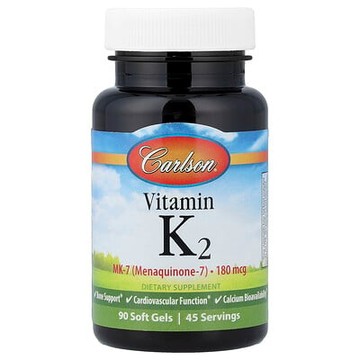 Carlson, 維生素 K2，180 微克，90 粒軟膠囊（每粒軟膠囊 90 微克）