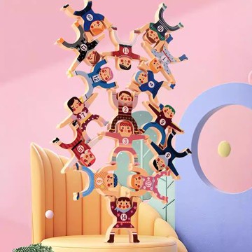 兒童木制大力疊疊樂平衡彩色原色積木疊疊高男女寶平衡感游戲玩具