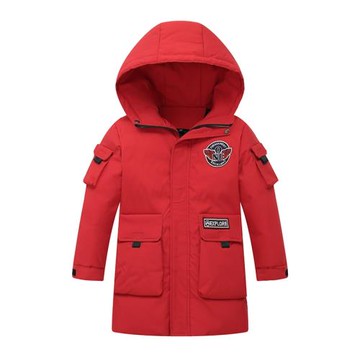 男童女童中長款韓版羽絨服加厚藍黑紅黃色外套大童連帽棉襖衣服冬