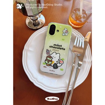 白的狗BadDog原創小眾卡通小狗imd雙層磨砂蘋果15iphone14promax手機殼保護防摔全包個性13不撞殼16手機套