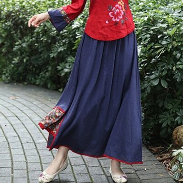 中長裙民族風裙子-優雅文藝風範花邊女裝73mo6【獨家進口】【米蘭精品】