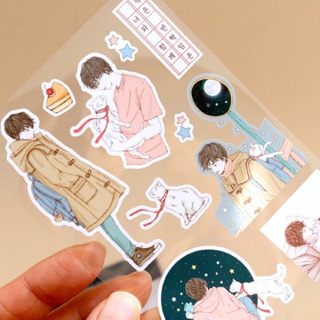 點點閃爍在你身旁 貓男孩印章貼紙 (illumi design)