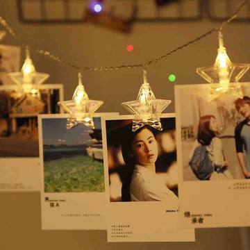 LED 20燈夾子電池燈+USB-暖光SCX-105B星星