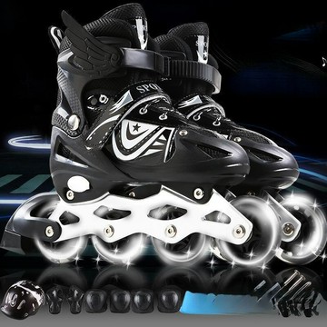 溜冰鞋兒童可調男童女童閃光輪滑鞋全套旱冰鞋初學者滑冰鞋 【益三和】可開發票