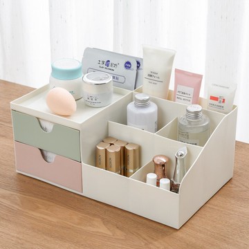 桌面化妝品收納盒分格抽屜式塑料簡約梳妝臺化妝盒口紅收納整理盒1入