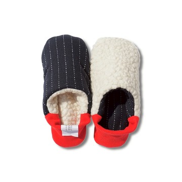 日本製 羊毛暖足 可機洗室內鞋 羊絨條紋 紅 - M