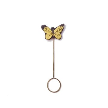 手工刺繡金屬戒指圈書籤-黃琉璃蝶
