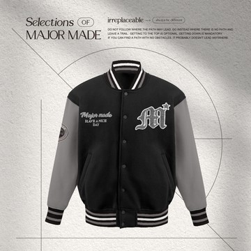 品牌厚實字母刺繡棒球外套