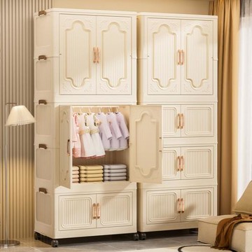 跨境寶寶衣柜免安裝嬰兒衣服收納柜兒童臥室簡易塑料小衣櫥家用儲