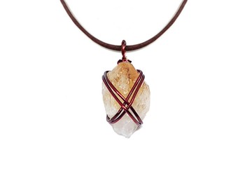 蒸汽朋克 潮人 簡約 無打磨 原石 黃水晶 飾品吊墜 長項