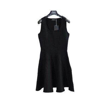 Dsquared2 DSQ 女士高價款 黑色流暢線條X字廓形絲綿連衣裙 L碼