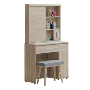 文創集 迪爾安2.6尺開合式鏡台組合(含化妝椅)-78x40x160cm免組