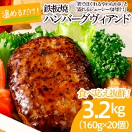 食べ応え抜群！JGハンバーグヴィアンド 3.2kg(160g×20個) FZ22-405