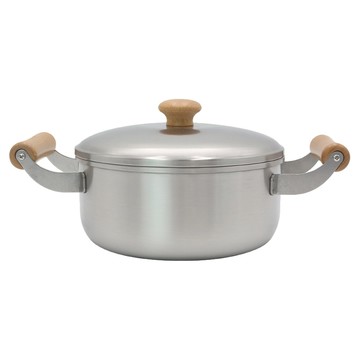 FREIZ 和平 Nikomina 雙耳防濺湯鍋 20cm IH爐適用  雙耳 銀色 + 木色  1支