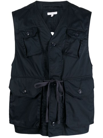 Engineered Garments - V-neck open-back vest - men - Polyester/Cotton - XL - Blue