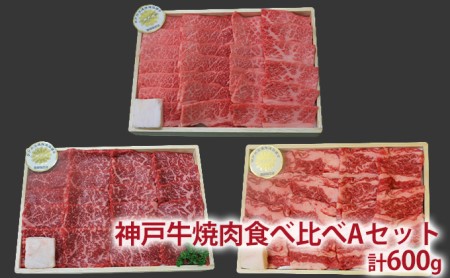 福袋 神戸牛 焼肉 食べ比べ 3種 計600g 肩 モモ バラ 焼肉セット 焼き肉 牛肉 和牛 焼肉用 キャンプ BBQ アウトドア バーベキュー 黒毛和牛 お肉 冷凍