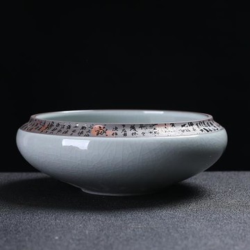 哥窯唐韻開片茶洗陶瓷貼花杯洗家用收納盆多功能果盆中式大容量