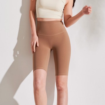 Mori girl 高腰親膚後口袋五分褲 可可