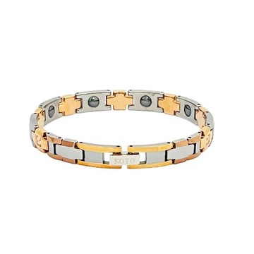 KOTO 鎢鋼鍺磁健康手鍊 十字玫瑰金鑲鑽限量款B-064DRG*1入
