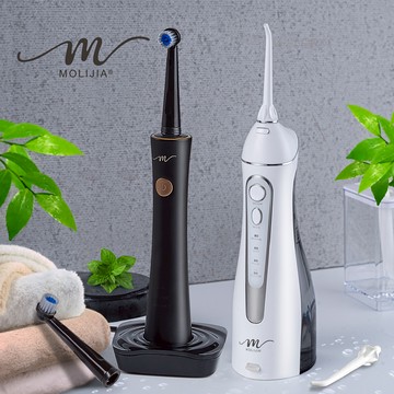 超值組-M183電動沖牙機+M185感應充電式電動旋轉牙刷【MOLIJIA 魔力家】(BY010083)(BY010085)