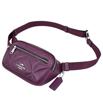 COACH CM278 金屬LOGO絎縫迷你胸口/腰包.酒紅