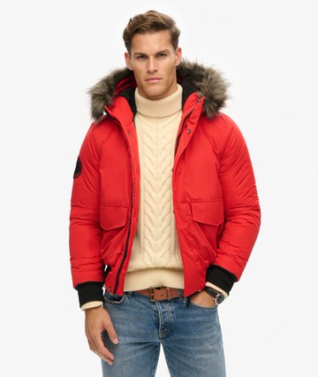 Superdry Men's Everest Bomber Jacket Red Size: XL