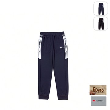 【FILA】KIDS 孩童款 吸濕排汗 針織束口長褲-丈青 1PNY-4301-NV