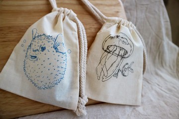 束口袋 / 海洋生物 / 水母 / 河豚