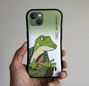 握把 iPhone 手機殼 藍色 Frog Ukiyo-e綠