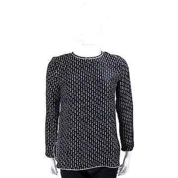 Max Mara 100%SILK 質感包邊線條印花黑色極簡上衣