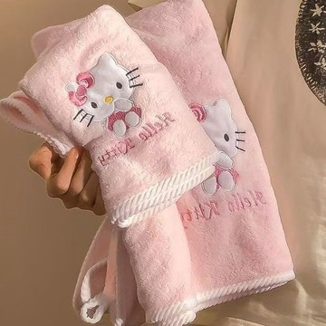 ✨臺灣出貨✨可愛卡通少女心HelloKitty卡通毛巾女套裝速乾洗澡可裹浴巾
