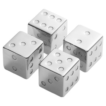 Outset 附袋不鏽鋼威士忌冰石  4個  骰子 銀色